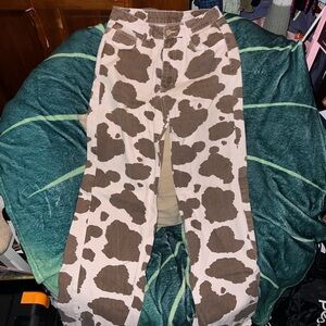 SHEIN Brown Cow Print Patterned Jeans